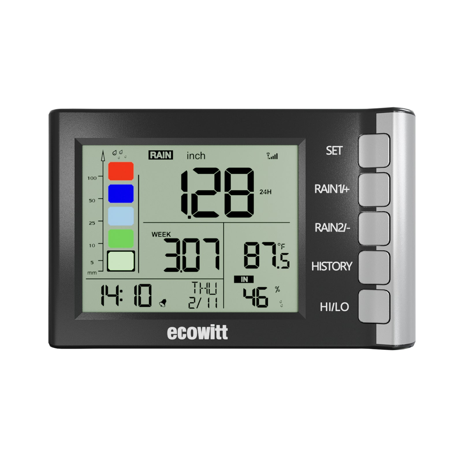 ECOWITT WH5360B Wireless Rain Gauge & Weather Station - 3-in-1 Digital Monitor With Indoor Temp/Humidity