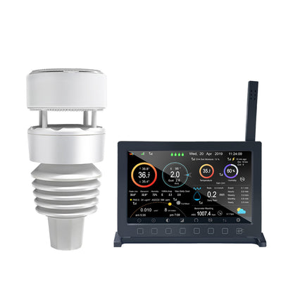 HP2564 Wittboy Pro Wi-Fi Weather Station, 7'' TFT Full-colour Touch Button Display with 7-in-1 Outdoor Solar Powered Anti-vibration Haptic Rainfall Sensor