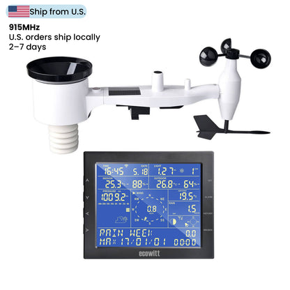 Estación meteorológica Wi-Fi WS2320 con pantalla LCD de 7" con sensor meteorológico inalámbrico solar 7 en 1, con software para PC y base de datos (Windows)