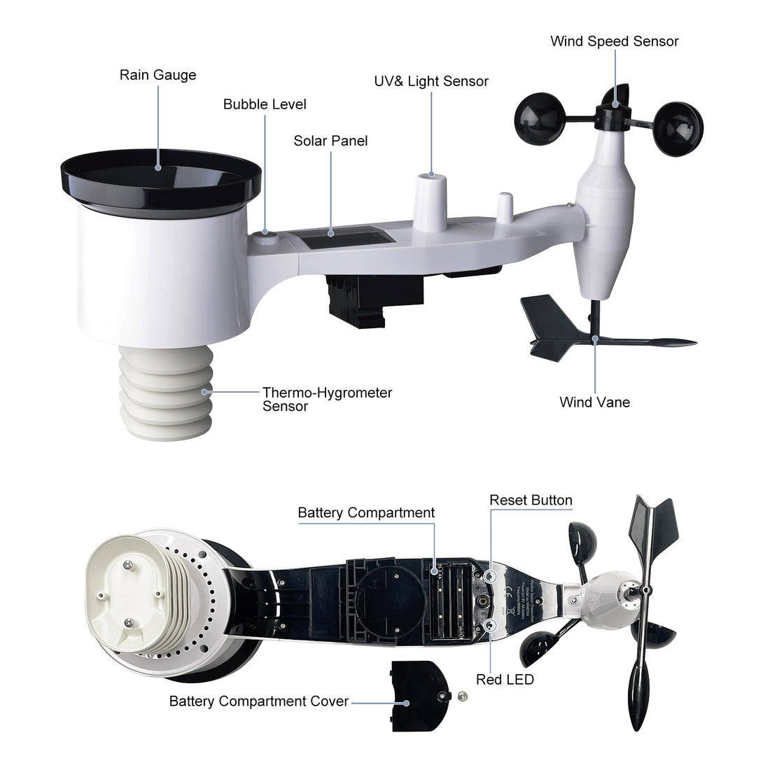 Ws 3500 WS3800 / WS3900 Wi-Fi Weather Station with 7.5'' LCD Display and 7-in-