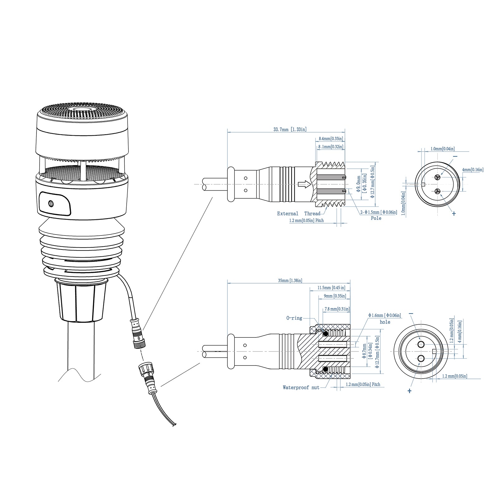 WS90 Wireless 7-in-1 Electronic Sensor Array Haptic Rain Gauge and Ult